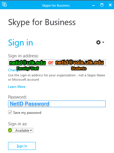 nbale to sign in to skype for business